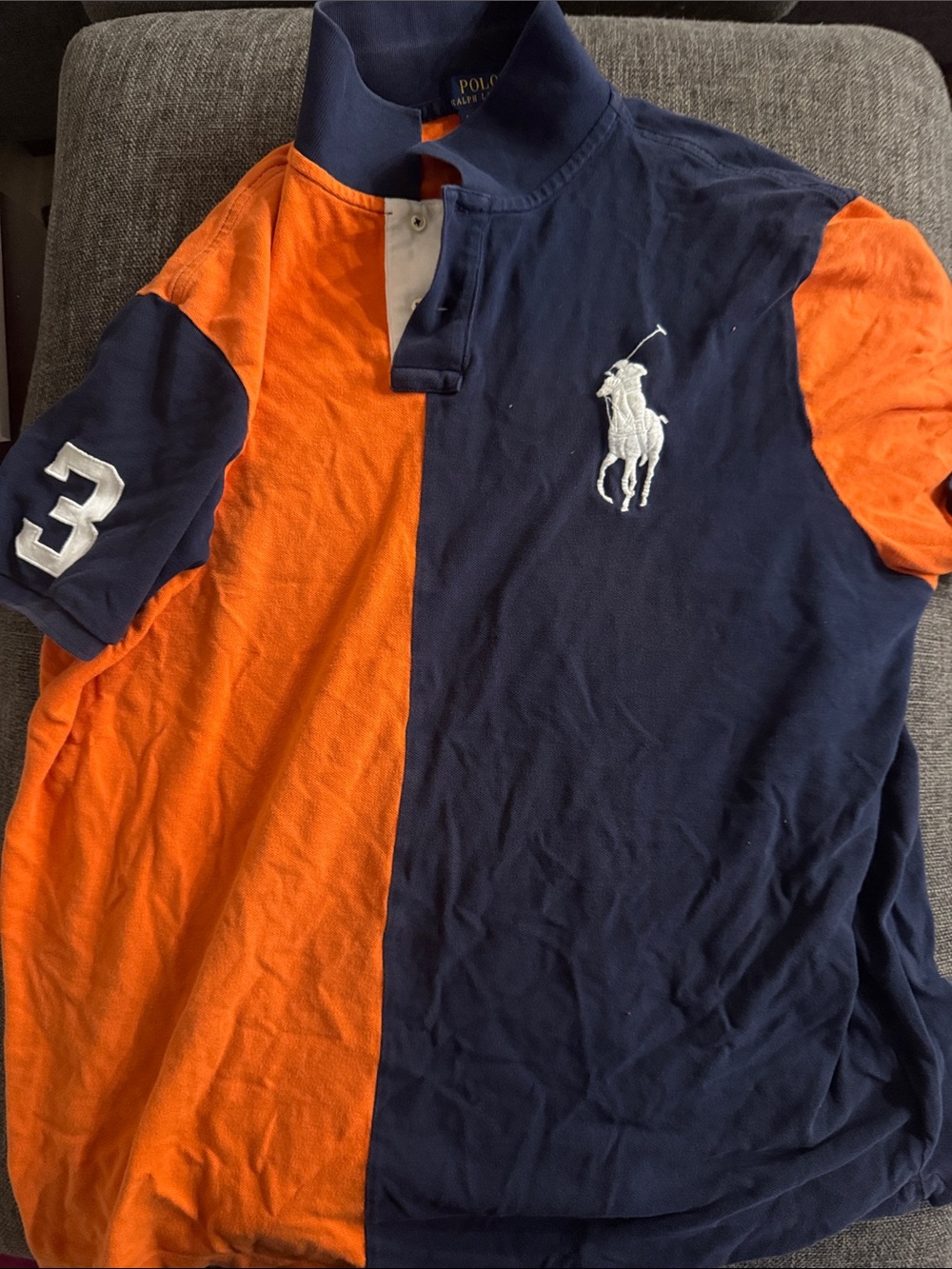 Polo by Ralph Lauren Boys Orange & Navy Colorblock Polo Shirt